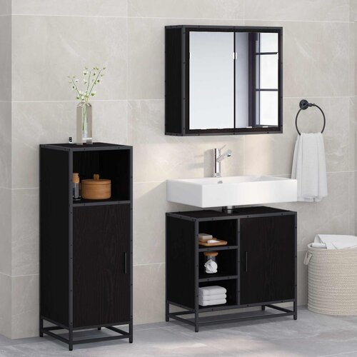  Set namje&scaron;taja za kupaonicu 3 kom. Crni hrast 65 x 33 x 60 cm Cijene