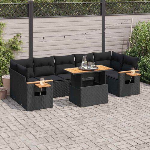  8-dijelni set vrtnih sofa od poliratana s jastucima crni bagrem Cijene