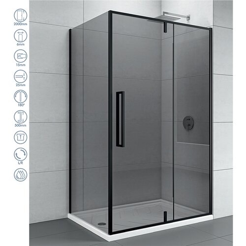 Copen tuš kabina absolut black 1200x800x2000 dark staklo 6mm sa pivot vratima crni mat ram - C-02-B6120/B6080 Cene