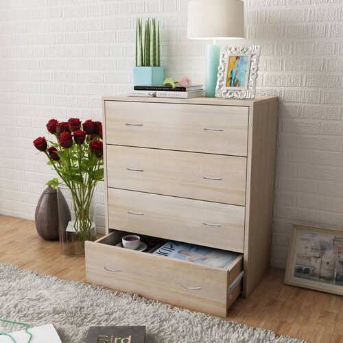 VidaXL Predalnik s 4 predali 60x30,5x71 cm barva hrasta, (20622286) Slike