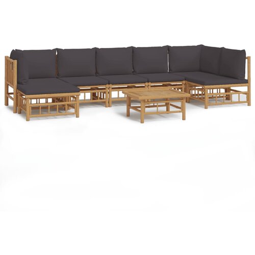 Maison Chic Seti vrtnega pohištva - Vrtna garnitura - Vrtni pohištvo set 8-delna temno sive blazine bambus, (21801765) Cene