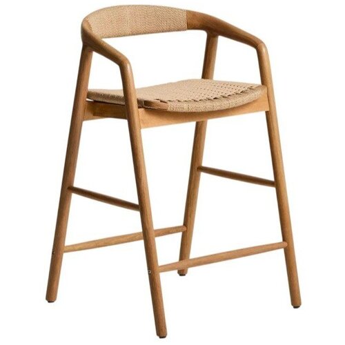 Kave Home Barski stol z nasloni za roke iz masivnega hrasta v naravni barvi (vi&amp;scaron;ina sedeža 65 cm) Derile &amp;ndash; Slike