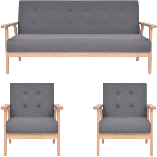  3-dijelni set sofa od tkanine tamnosivi Cijene