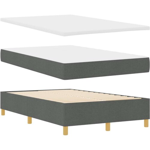 VidaXL Krevet s box spring sustavom s madracem Tamno sivi Mali dvostruki Tkanina Slike