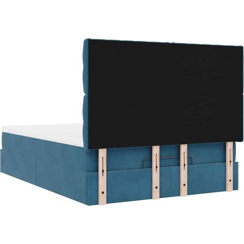 VidaXL otomanski krevet s madracima tamnoplavi 140x190 cm bar&amp;scaron;unasti Slike