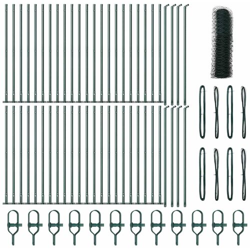 vidaXL Ogrodje s stebri Zelena 1 x 100 m Jeklo s PVC premazom, (5000095740) Cene