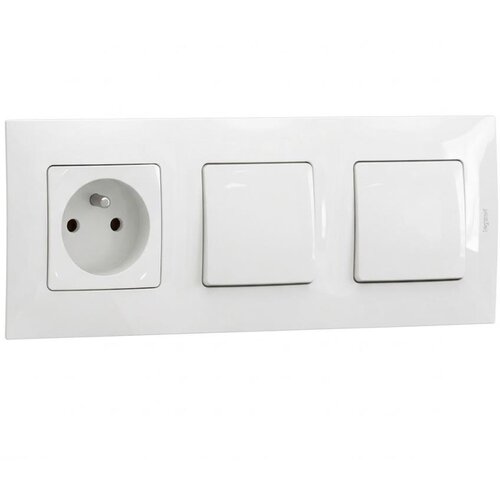  Legrand-Dvostruki jednopolni prekidač br. 1 i kućna utičnica 250 V/16 A sa okvirom NILOE, bela Slike