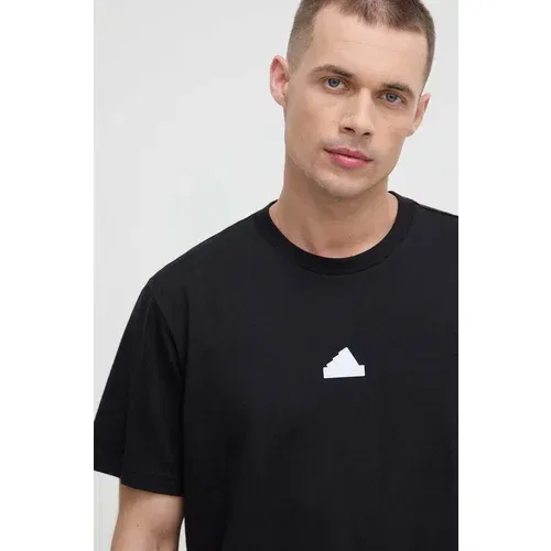 Adidas Pamučna majica za muškarce, boja: crna, s aplikacijom