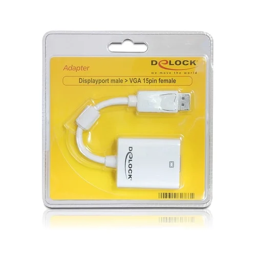 Delock 61766 DisplayPort / VGA adapter [1x muški konektor displayport - 1x ženski konektor vga] bijela s feritnom jezgro