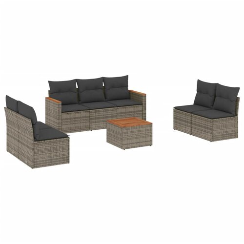  8-dijelni set vrtnih sofa od poliratana s jastucima sivi Slike