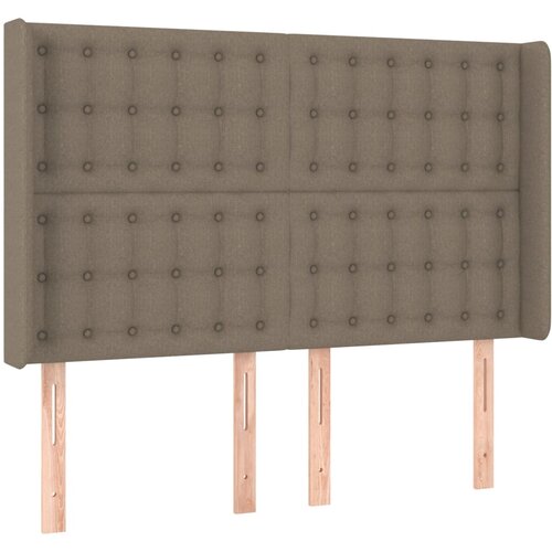 Maison Chic posteljno vzglavje - vzglavna omarica - nočna omarica z u&amp;scaron;esi taupe 147x16x118/128 cm blago, (21708186) Slike
