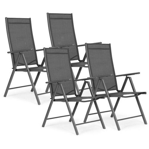  Set od 4 sklopive vrtne stolice, čelik, podesivi naslon, sive, MultiGarden Cene