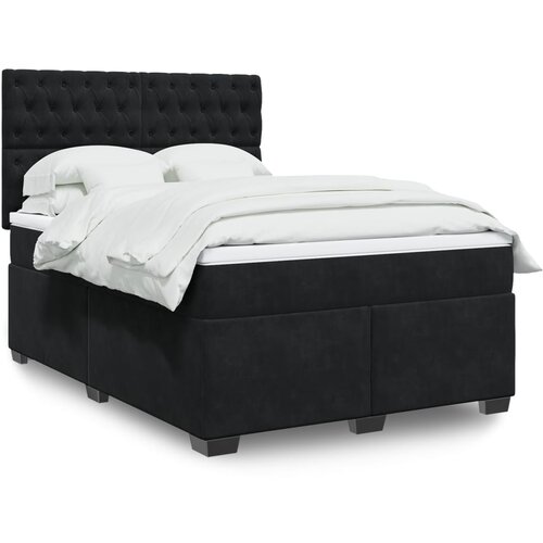  The Living Store Box spring posteljni z vzmetnico črn 140x190 cm žamet - Box Spring Postelja, (21457941) Slike