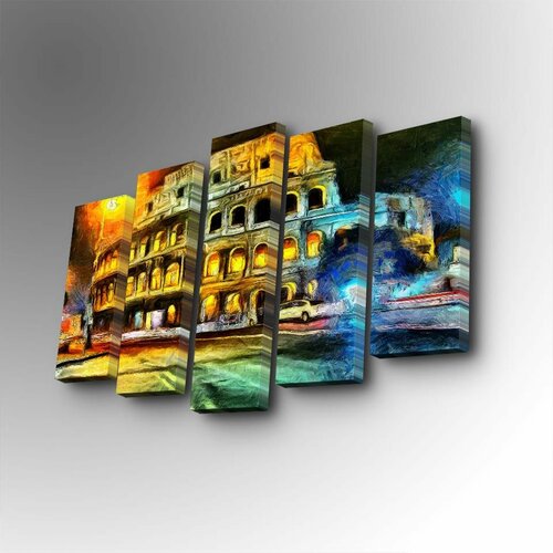 Wallity 5PUC-088 multicolor decorative canvas painting (5 pieces) Cene