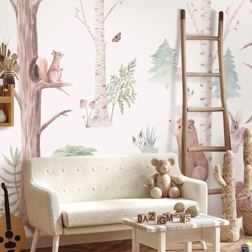  Foto tapeta - Subtle Illustration With Forest Animals 200x140 Premium Cene