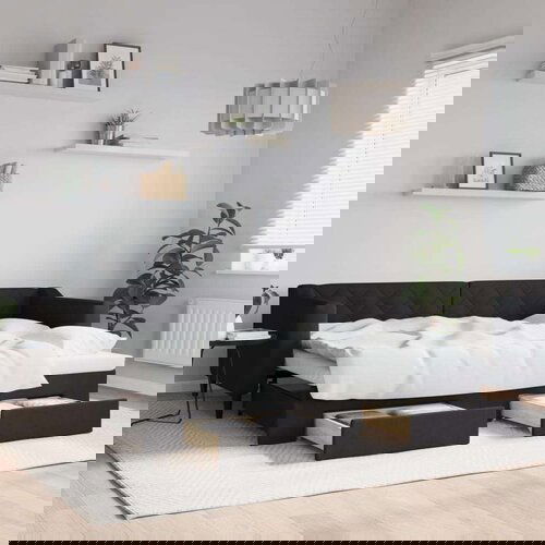  Dnevni krevet na razvlačenje s ladicama crni 80x200 cm tkanina Slike