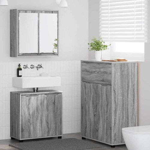 vidaXL Komplet pohi&scaron;tva za kopalnico 3 pcs Siva Sonoma Konstruiran les Cene