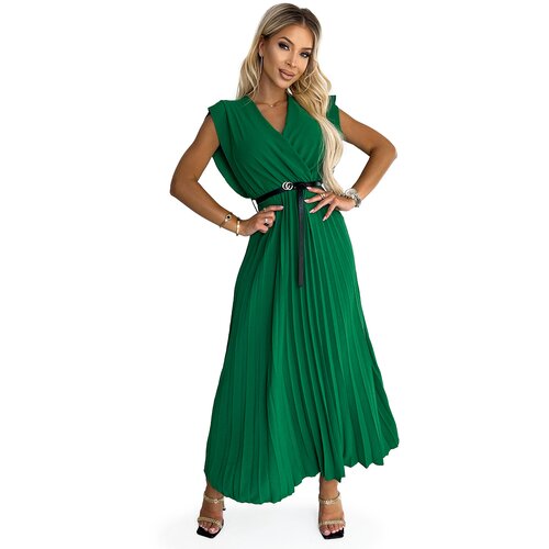 Numoco Pleated dress with belt Slike