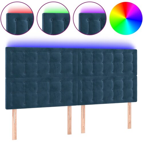 VidaXL LED posteljno vzglavje temno modro 180x5x118/128 cm žamet, (20936220) Slike