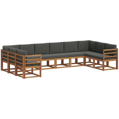  Set vanjskih sofa 10 kom. Prirodna i antracit Smeđa 363 x 185,5 x 73 cm Slike