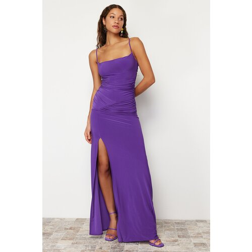 Trendyol Damson Plain Fitted Knitted Evening Dress &amp;amp; Prom Dress Slike