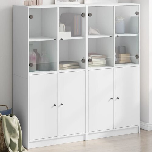 VidaXL Regal za knjige s vratima bijeli 136 x 37 x 142 cm drveni Slike