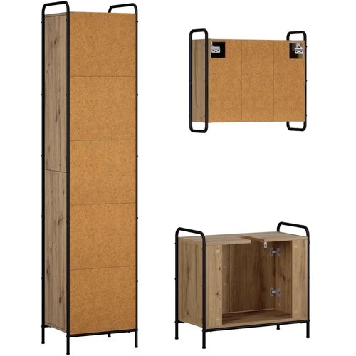  Set ormarića za kupaonicu 3 kom. Hrast artisan 40 x 36 x 181 cm - Hrast artisan Kupaonski ormarić (2 vrata) + viseći ormarić + k Slike