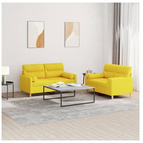 vidaXL 2-dijelni set sofa s jastucima svjetložuti od tkanine Cijene