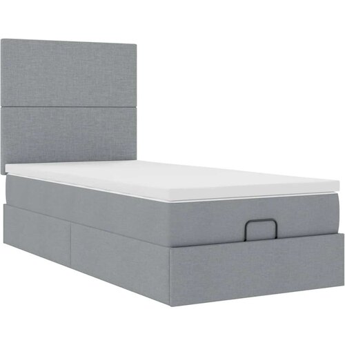 VidaXL Otomanski okvir kreveta s madraca svijetlosivi 90x190cm tkanine Slike