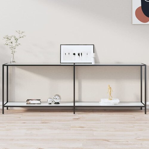 The Living Store Konzolna mizica bela 220x35x75,5 cm kaljeno steklo - Konzolna Mizica, (21421330) Slike