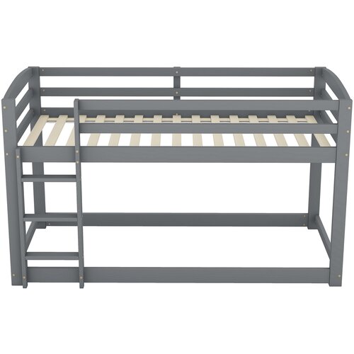 Möbrio Pogradna postelja iz borovega lesa z zaščito pred padcem + lestev - 90x200cm - siva, (22060407) Cene