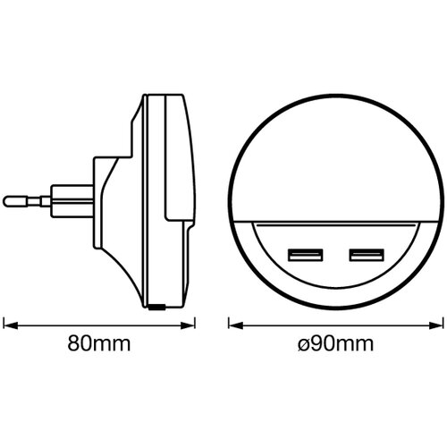 Osram nocno svetlo lunetta + 2 x usb port 112196 Slike