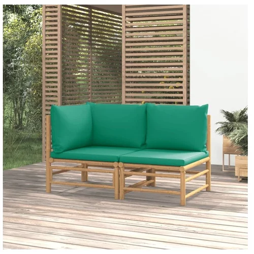  Vrtna sedežna garnitura 2-delna z zelenimi blazinami bambus