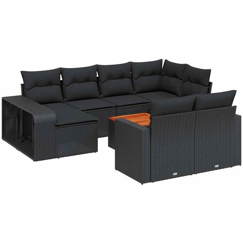  11-dijelni set vrtnih sofa od poliratana s jastucima crni Crna 65.5 x 62 x 69 cm Slike