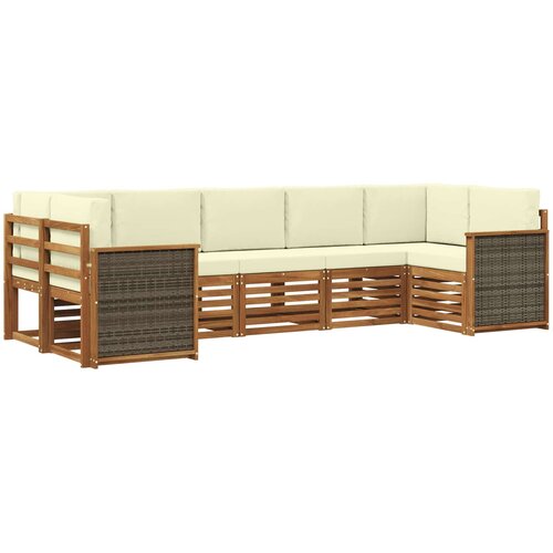  Set vanjskih sofa 6 kom. Prirodna i krem Smeđa Slike