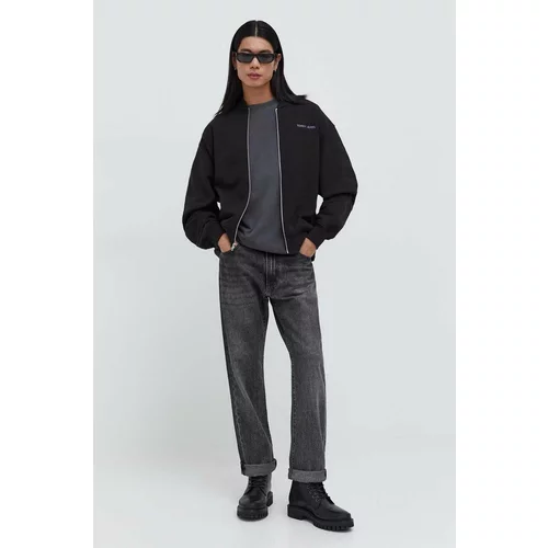 Tommy Jeans Bombažen pulover moška, črna barva