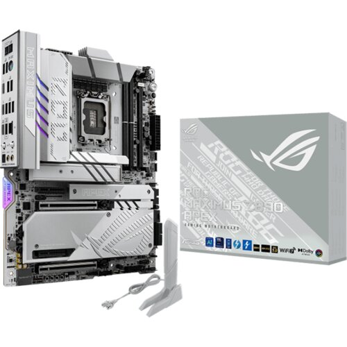 Asus ROG MAXIMUS Z890 APEX LGA1851 ATX osnovna plošča - Intel Z890, 2xDDR5, 6xM.2, 4xSATA, 5Gb LAN, WiFi 7, BT, 2xTB4 porta (USB Type-C), Aura Sync - 90MB1IP0-M0EAY0 Cene