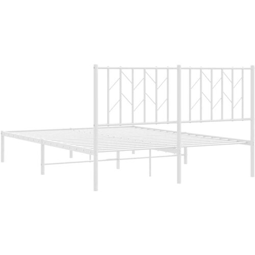 VidaXL Metalni okvir za krevet s uzglavljem bijeli 140 x 200 cm Slike