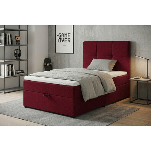MID.YOU POSTELJA Z VZMETNICO 100 cm x 200 cm , tekstil, leseni material rdeča Slike