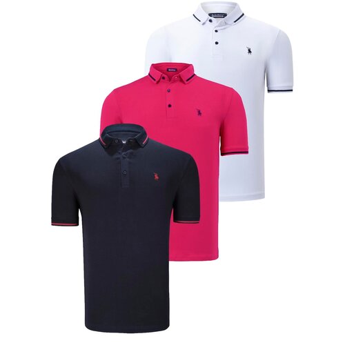 Dewberry TRIPLE SET T8586 MEN&amp;#039;S T-SHIRT-NAVY-WHITE-FUCHSIA Slike