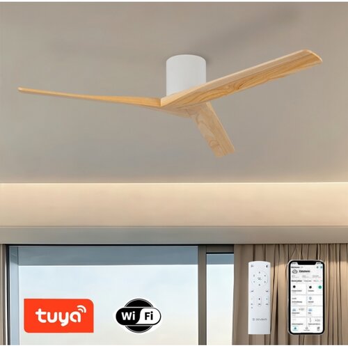  ZEVENTI - Plafonski ventilator VELLON Wi-Fi Tuya bela/paulovnija + daljinski upravljač Slike