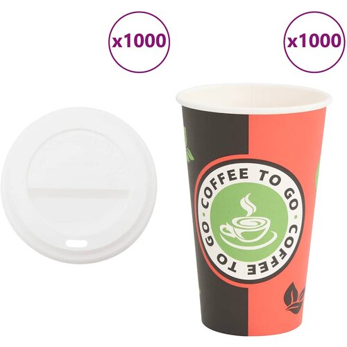  Papirnate &amp;scaron;alice za kavu s poklopcima 1000 kom 16 oz 400 ml Crvena Slike