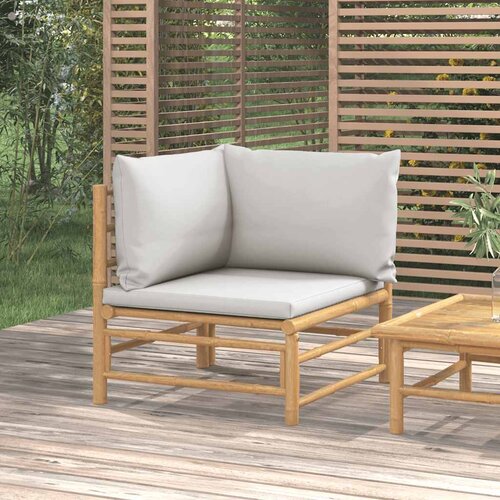  Kutna vrtna sofa od bambusa sa svjetlosivim jastucima Cene