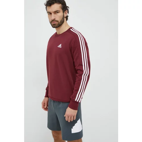 Adidas Bombažen pulover moška, bordo barva