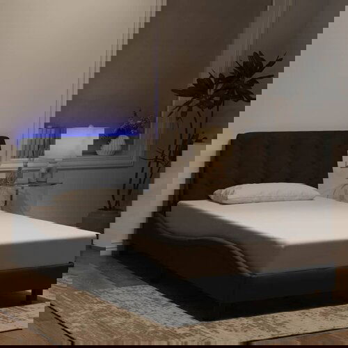  The Living Store Posteljni okvir z LED lučkami črn 100x200 cm žamet - Posteljni Okvir, (21441728) Slike
