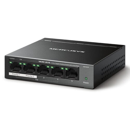 TP-Link Technologies Co., Ltd. SWITCH Mercusys MS105GP 5-portni gigabitni stoni prekidač sa 4-porta PoE+, 4&times;Gigabit PoE+ porta, 1&times;Gigabitni port bez PoE, 65 W PoE napajanje, stolno Cijene