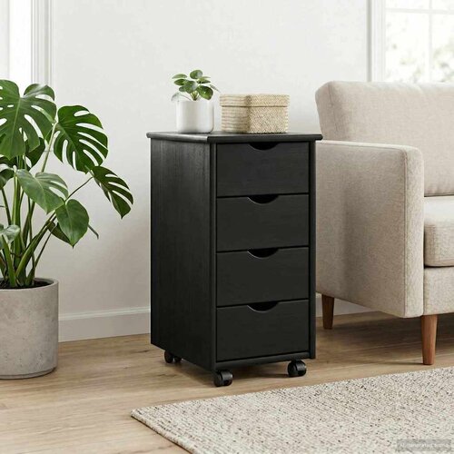  Mobilni ormar Crna 34 x 39 x 65,5 cm Čvrsto borovo drvo Slike