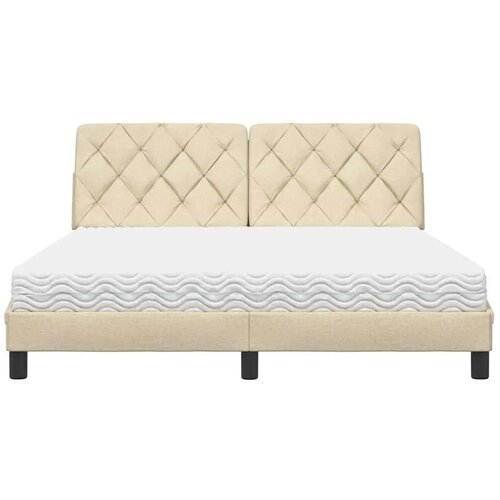  Krevet s madracem krem 160x200 cm od tkanine - Krema 160 x 200 cm Cene
