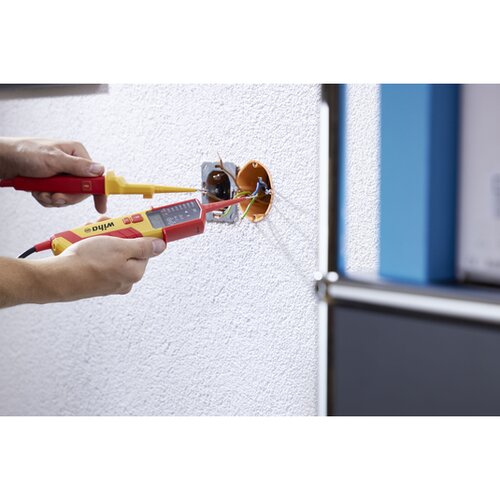 Wiha ispitivač napona i kontinuiteta 12 - 1.000 v ac cat iv sa 2x aaa baterije 44319 crveno-žuti Slike
