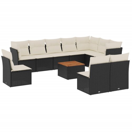  11-dijelni set vrtnih sofa od poliratana s jastucima crni Slike